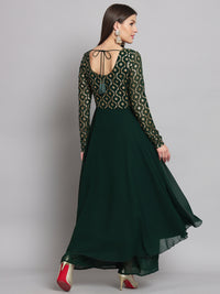 Thumbnail for NOZ2TOZ Women Green Georgette Foil print Anarkali Kurta - Distacart