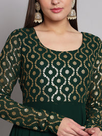 Thumbnail for NOZ2TOZ Women Green Georgette Foil print Anarkali Kurta - Distacart