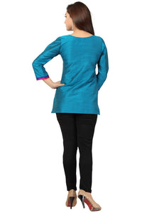 Thumbnail for Snehal Creations The New Age Ethnicity Turquoise Blue Women Short Kurta