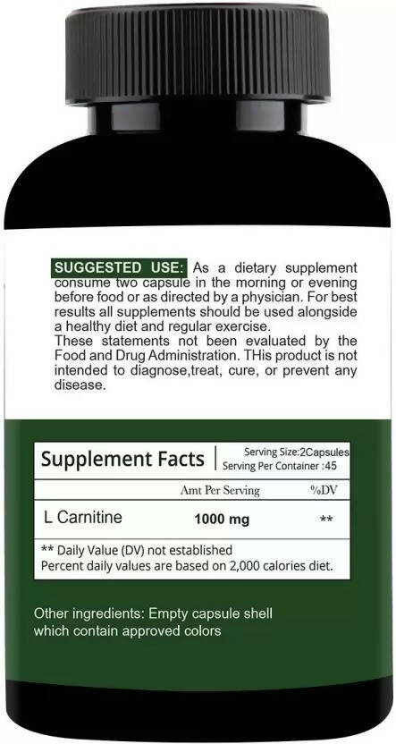 Nutracology L carnitine 1000mg for Weight Loss, Fat Burner and Muscle growth Capsules - Distacart