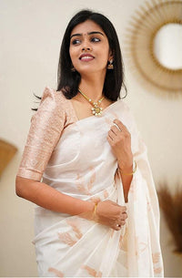 Thumbnail for Vamika Weaving Banarasi Jacquard white Kanjivaram Saree - Distacart