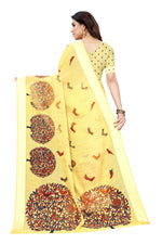 Thumbnail for Vamika Linen Satin Border Yellow Bollywood Style Saree - Distacart