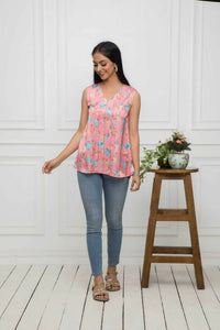 Thumbnail for Myshka Women Multi-Abstract V-Neck No Sleeves Polyester Top - Distacart