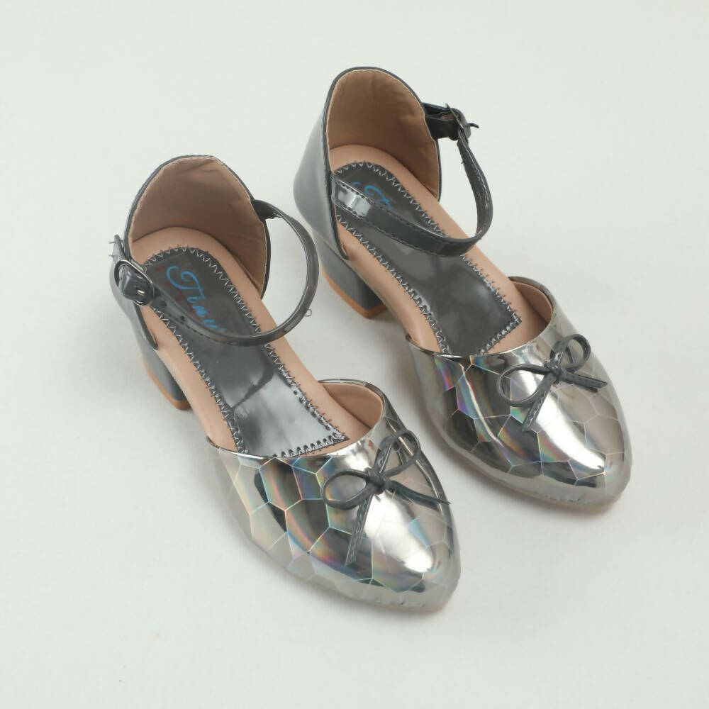 Tiny Bugs Girls Party Wear Ballerinas Heels - Dark Grey - Distacart