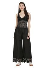 Thumbnail for PAVONINE Black Color Chikankari Lace Scalloped Hem Cotton Fabric Sharara - Distacart