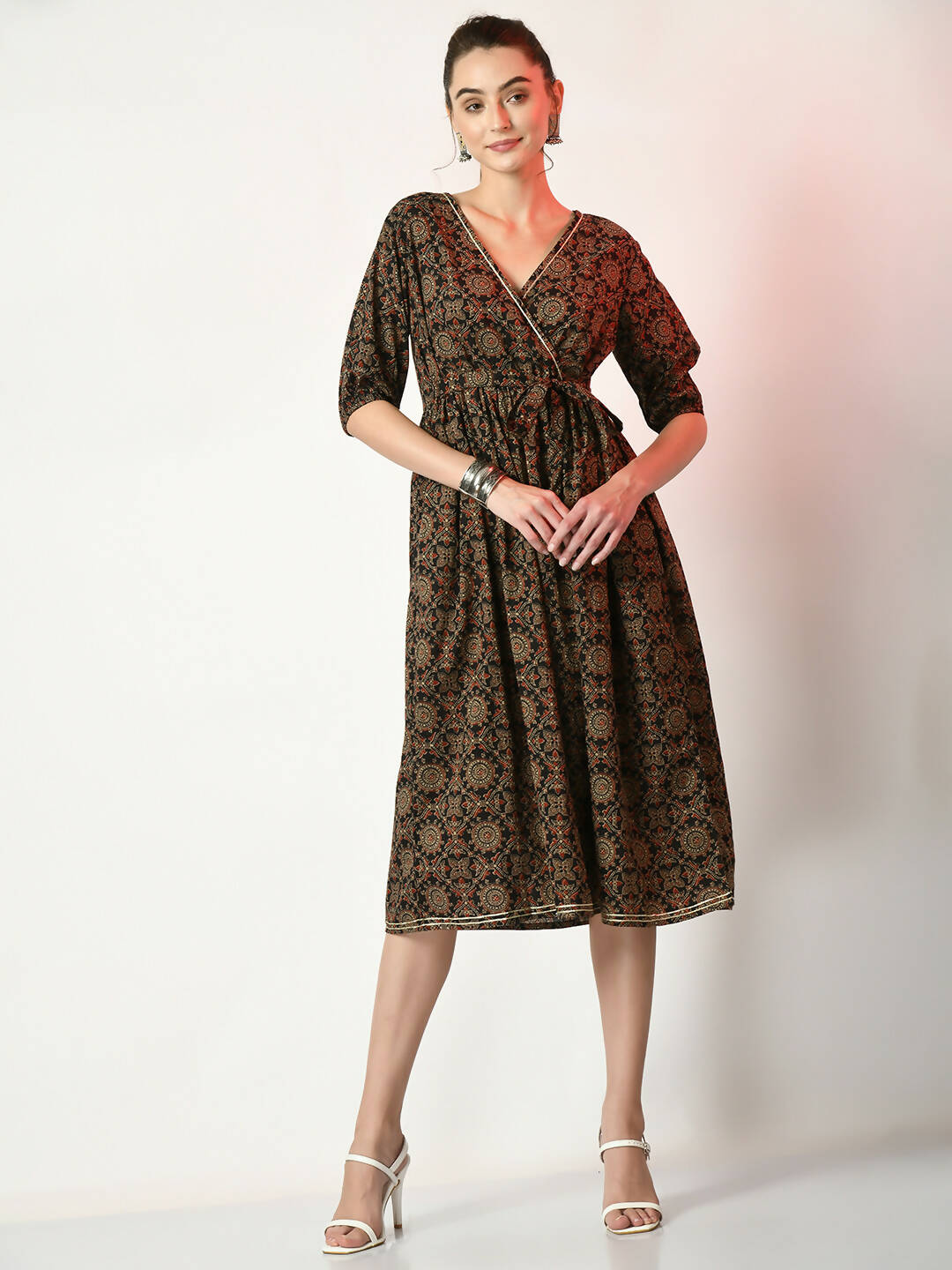 Myshka Women's Multi Empire Printed Dress - Distacart