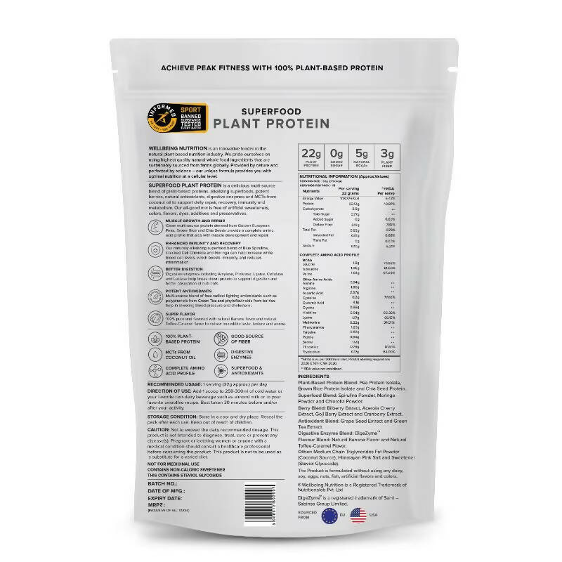 Wellbeing Nutrition Superfood Plant Protein Isolate - British Banoffee Pie - Distacart