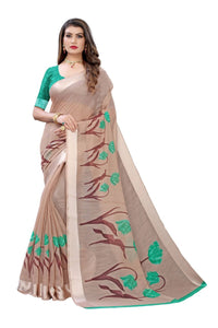 Thumbnail for Vamika Brown Linen Satin Patta Saree (VANI CHIKU) - Distacart