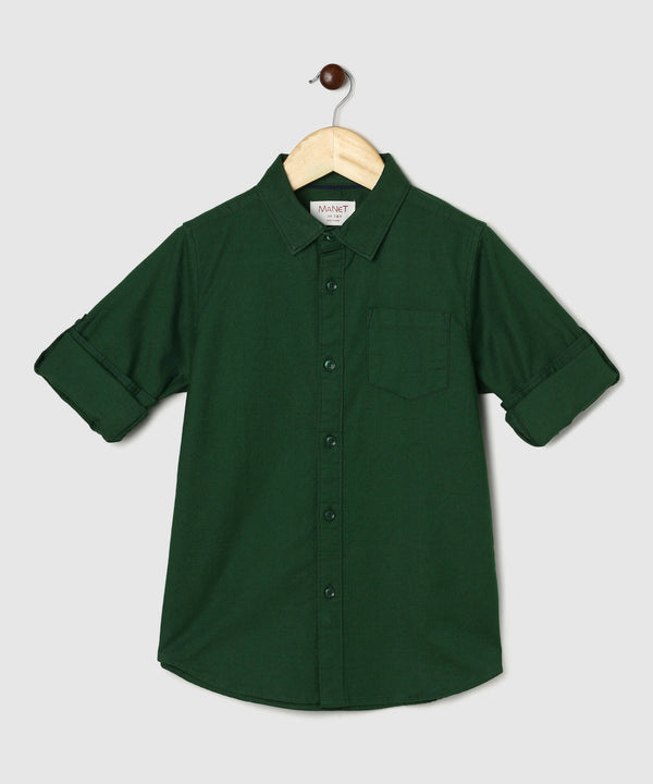 Manet Boys Full Sleeves Solid Shirt - Green - Distacart