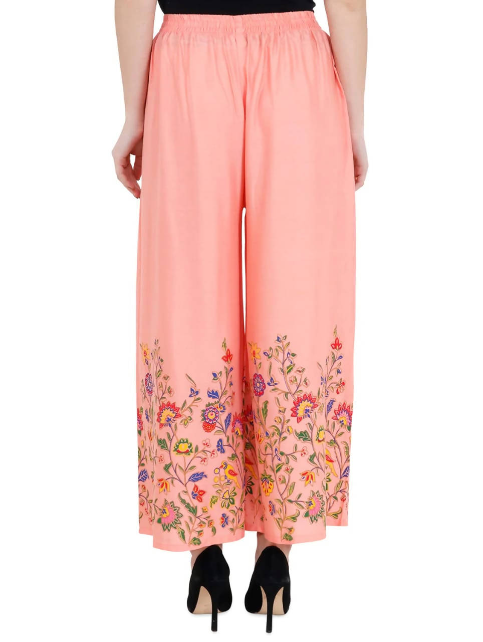 Mominos Fashion Peach Floral Design Palazzo
