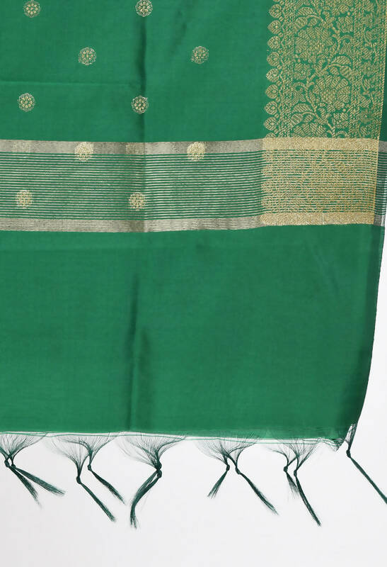 Mominos Fashion Moeza Women's Banarsi Silk Woven Design Green Dupatta - Distacart