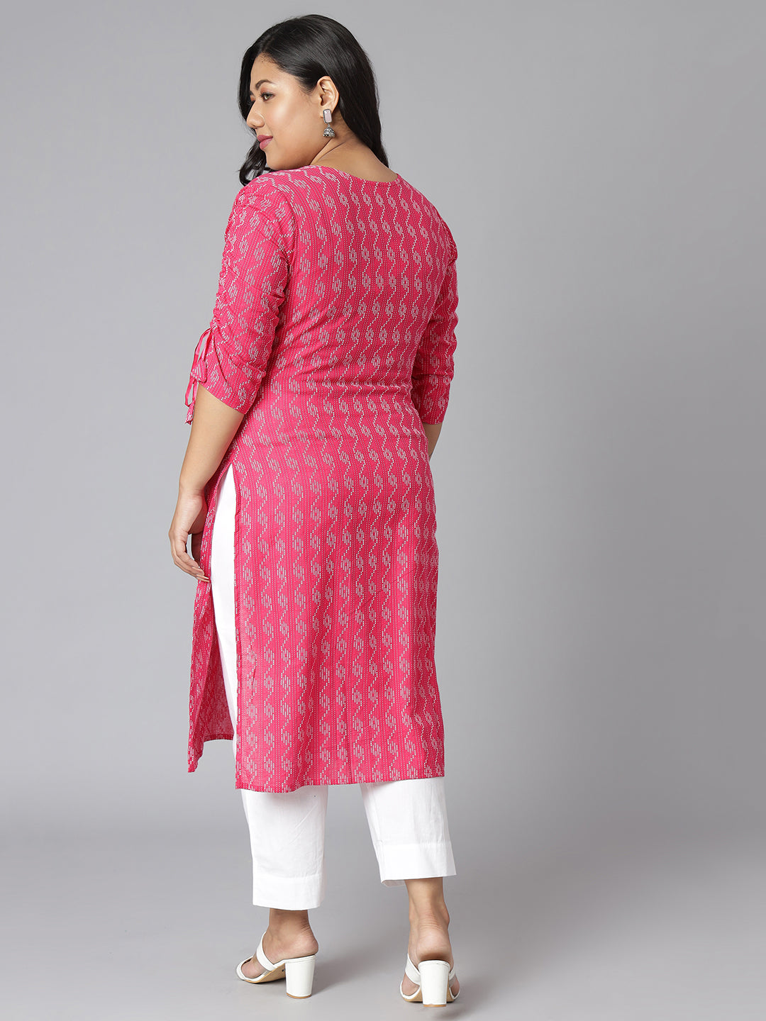 Janasya Women's Pink Cotton Woven Design Casual Straight Kurta - Distacart