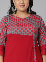 Thumbnail for Janasya Women's Maroon Poly Crepe Ethnic Motifs Casual A-line Kurta - Distacart