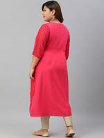 Thumbnail for Janasya Women's Orange Poly Crepe Floral Print Festive & Party A-Line With Attached Jacket kurta - Distacart