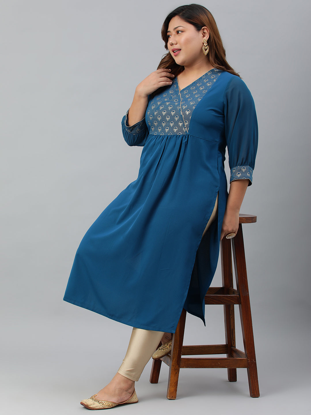 Janasya Women's Teal Poly Crepe Solid Casual Straight kurta - Distacart