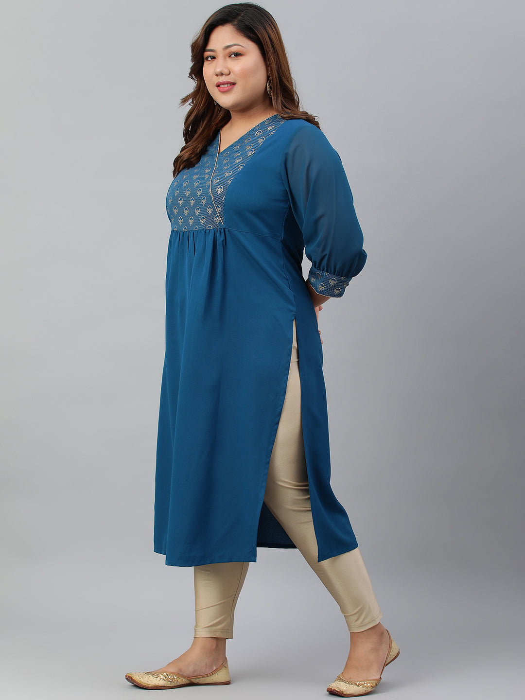 Janasya Women's Teal Poly Crepe Solid Casual Straight kurta - Distacart