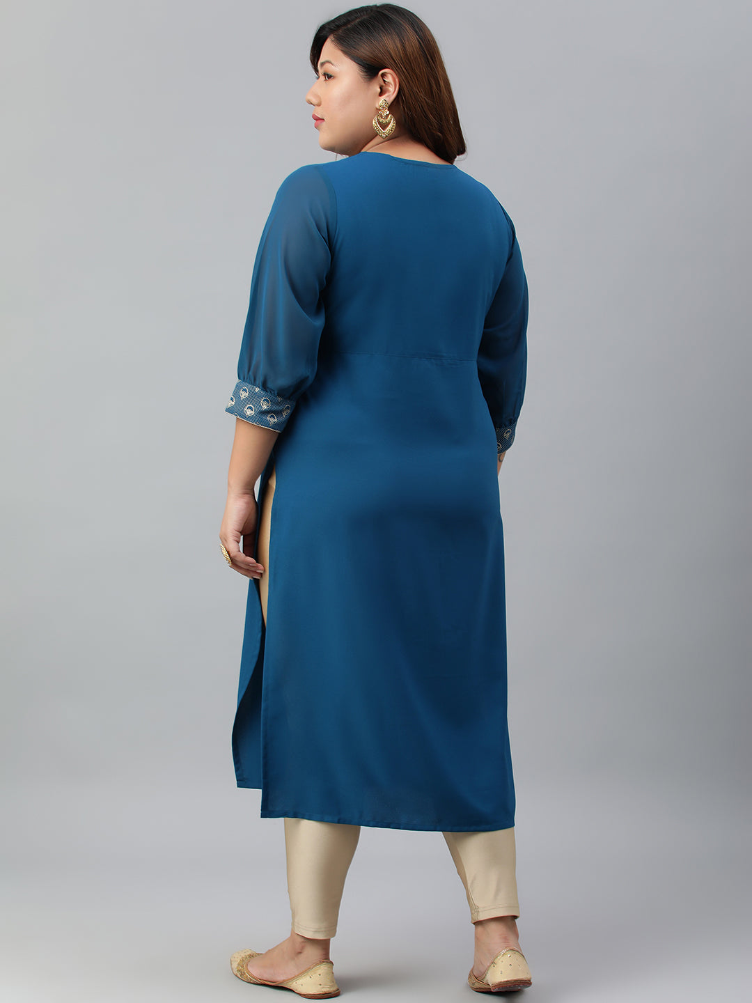 Janasya Women's Teal Poly Crepe Solid Casual Straight kurta - Distacart