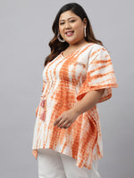 Thumbnail for Janasya Women's Off White Cotton Tie Dye Casual Kaftan Tunic - Distacart