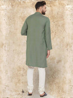 Thumbnail for Even Apparels Cotton Linen Green Kurta - Green - Distacart