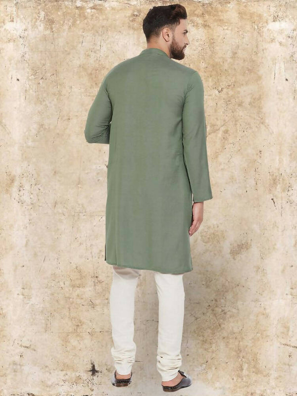 Even Apparels Cotton Linen Green Kurta - Green - Distacart