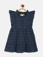 Thumbnail for Manet Girls Cotton Frill Sleeve Frock Flower Print - Blue - Distacart