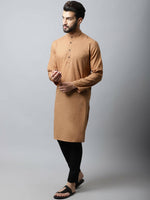 Thumbnail for Even Apparels Brown Color Pure Cotton Men's Kurta With Band Collar (CHK1200) - Distacart