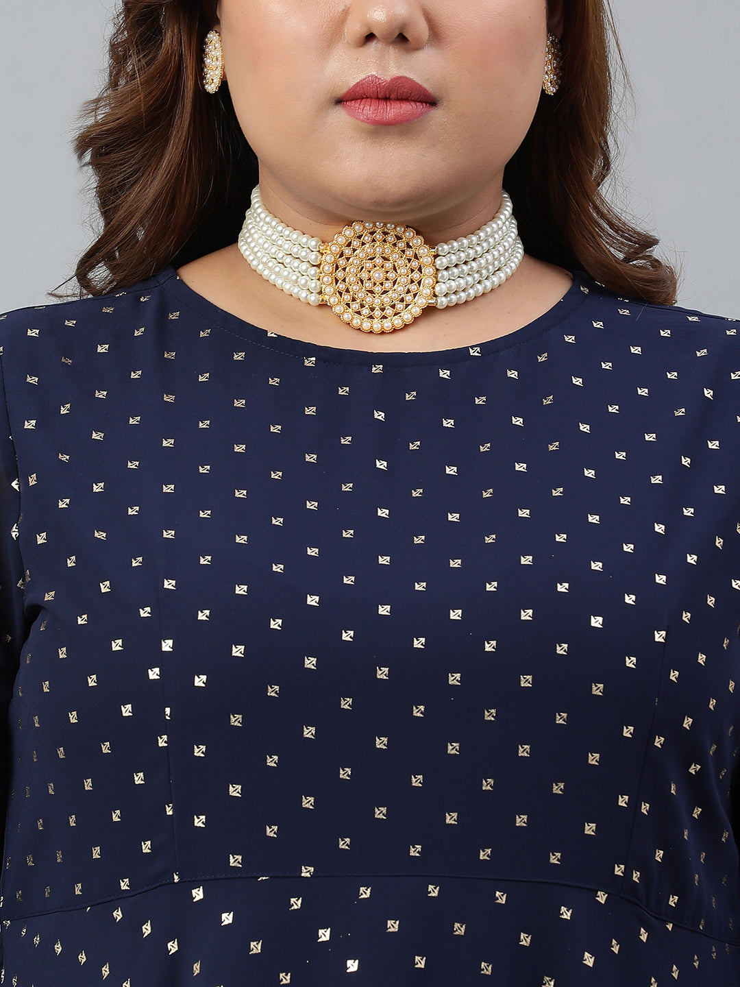 Janasya XL LOVE by Janasya Women's Plus Size Navy Blue Poly Georgette Kurta and Dupatta - Distacart