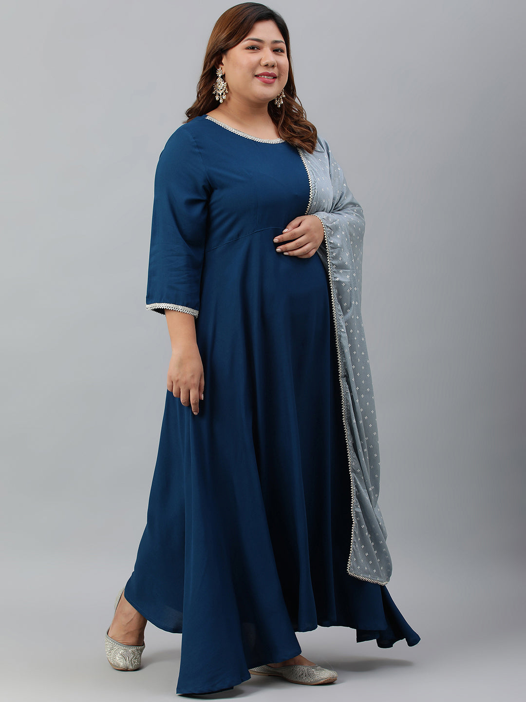 Janasya XL LOVE by Janasya Women's Plus Size Teal Rayon Kurta and Dupatta - Distacart