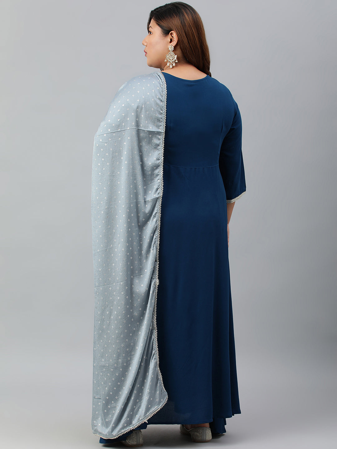 Janasya XL LOVE by Janasya Women's Plus Size Teal Rayon Kurta and Dupatta - Distacart