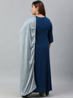 Thumbnail for Janasya XL LOVE by Janasya Women's Plus Size Teal Rayon Kurta and Dupatta - Distacart