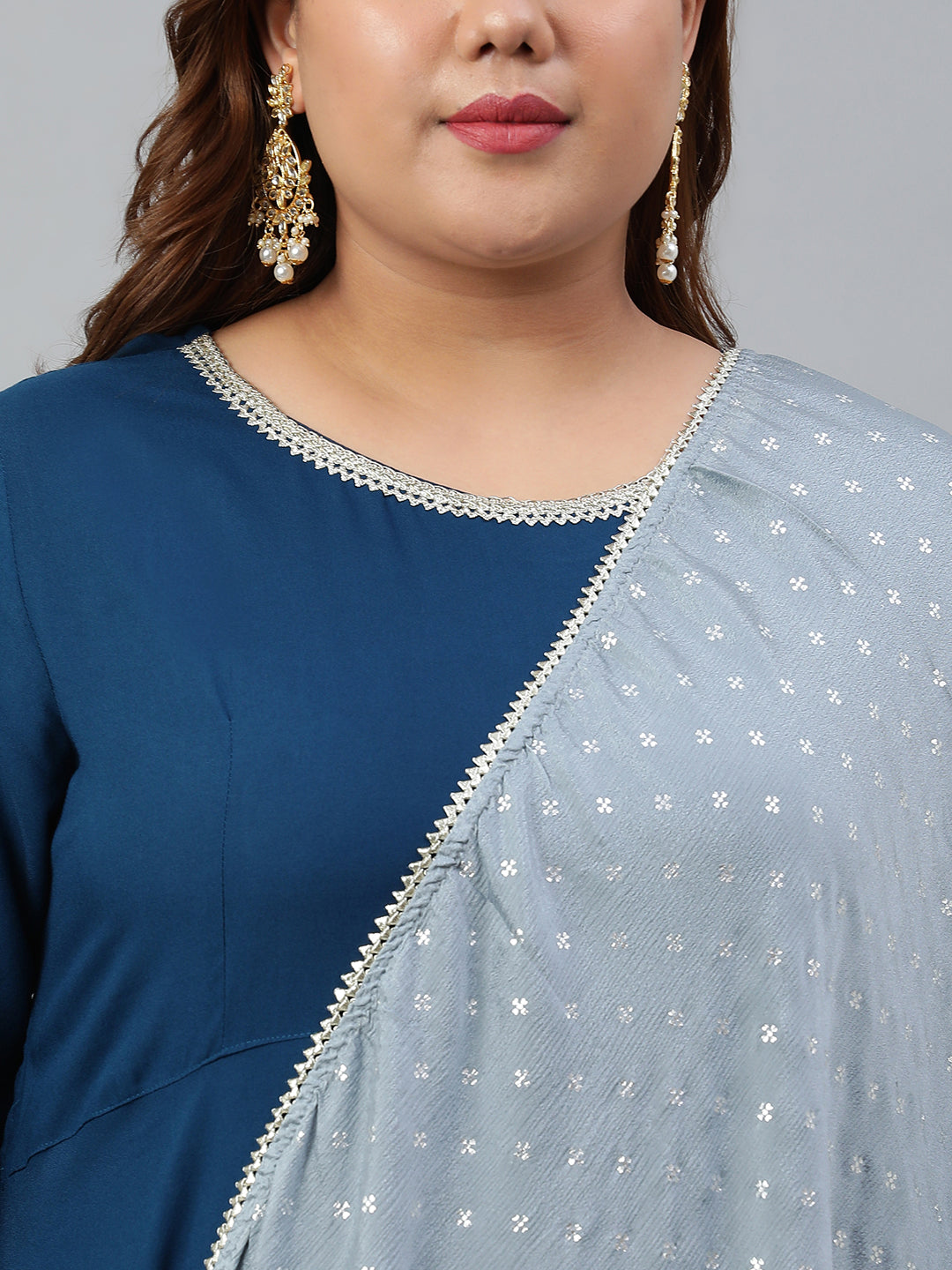 Janasya XL LOVE by Janasya Women's Plus Size Teal Rayon Kurta and Dupatta - Distacart