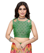 Thumbnail for Vamika Pink Chiffon Brasso Bollywood Style Woven Saree (KARUNA GREEN) - Distacart