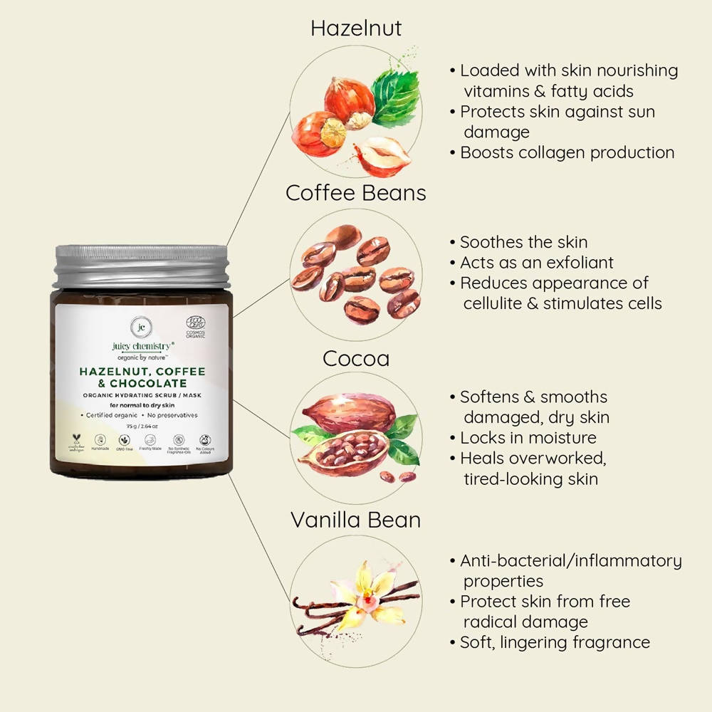 Juicy Chemistry Hazelnut, Coffee & Chocolate Face Scrub - Distacart