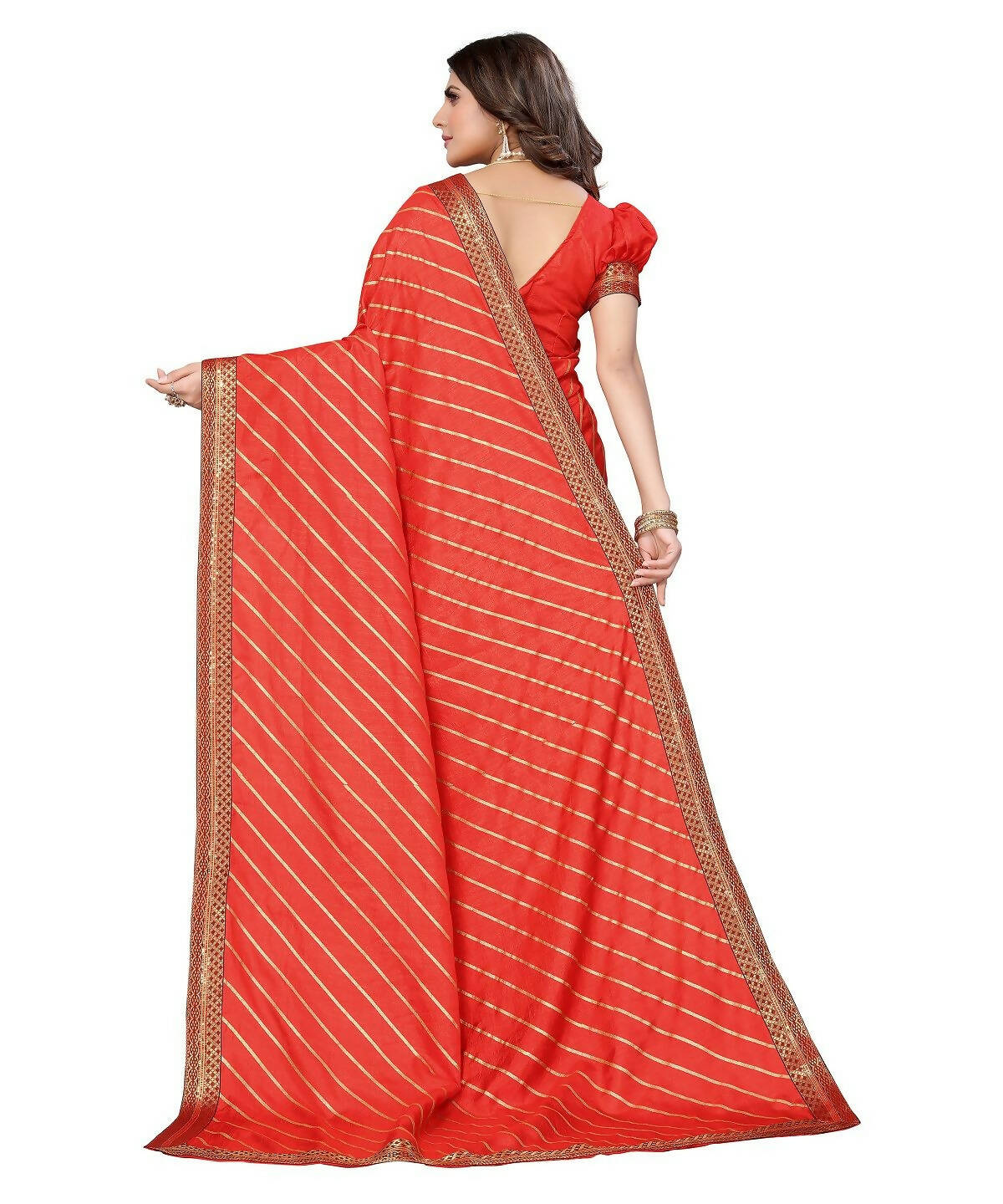 Vamika Dola Silk Red Lace Border Bollywood Style Saree (SUCHI RED) - Distacart