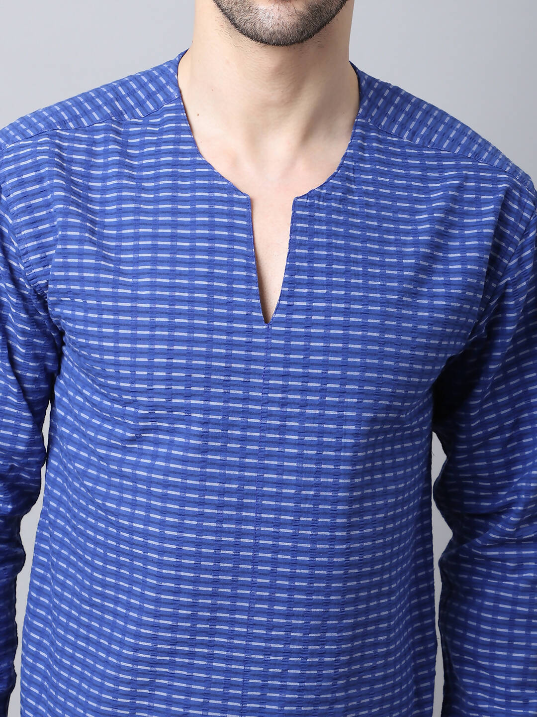 Even Apparels Blue Pure Cotton Round Neck Slit Kurta - Distacart