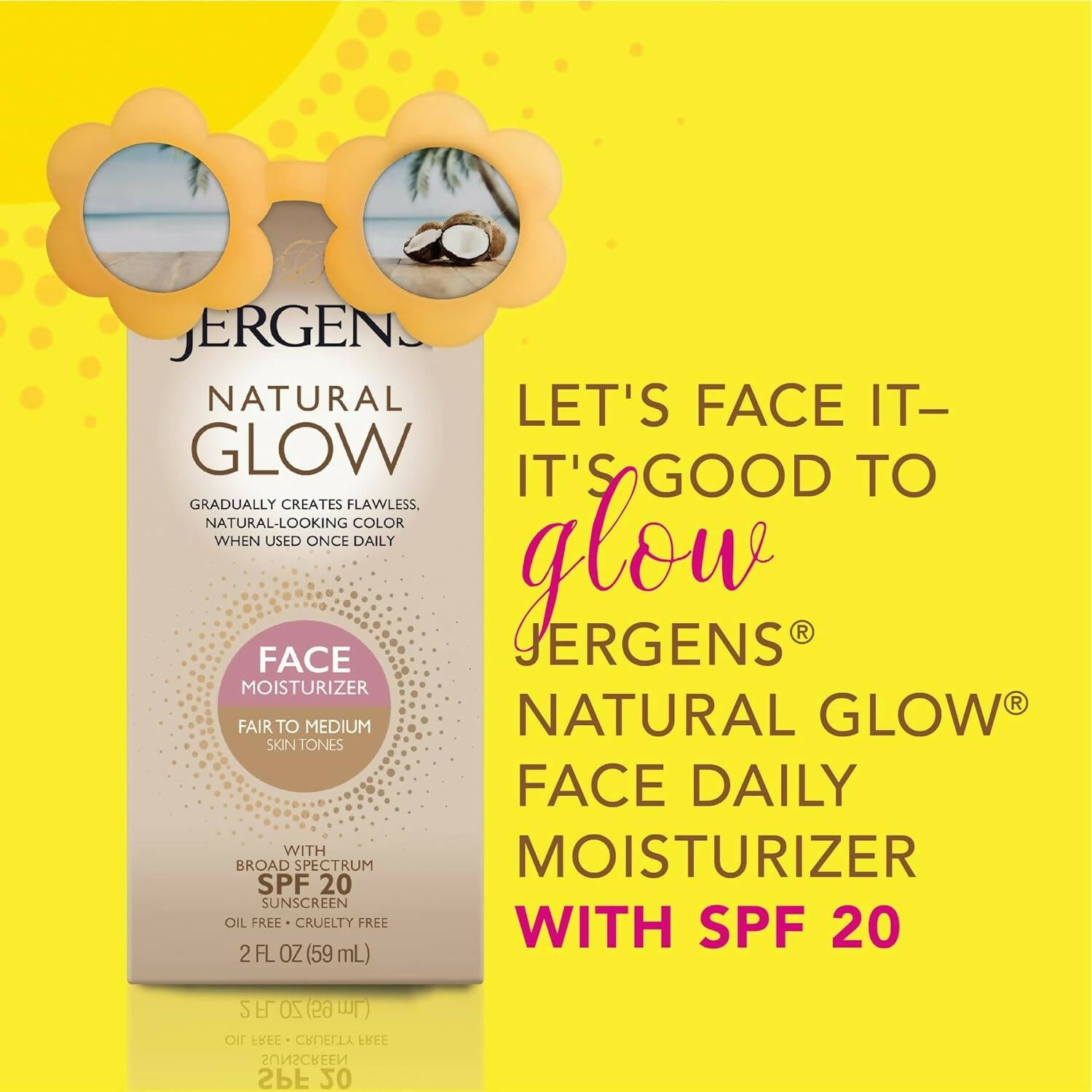 Jergens Glow Face Daily Moisturizer Sunscreen Spf 20 - Distacart