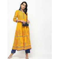 Thumbnail for Cheera Front Contrast Butning And Beautiful Block Print Design Anarkali Kurta