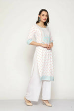 Thumbnail for Maai Rayon Hand Printed Kurta Off-White - Distacart
