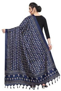 Thumbnail for Vamika Navy Blue Printed Khadi Bhagalpuri Latest Dupatta