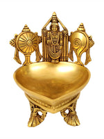 Thumbnail for Spillbox Gold-Toned Brass Shangu Chakra Perumal Tirupathi Diya Pooja Essential - Distacart