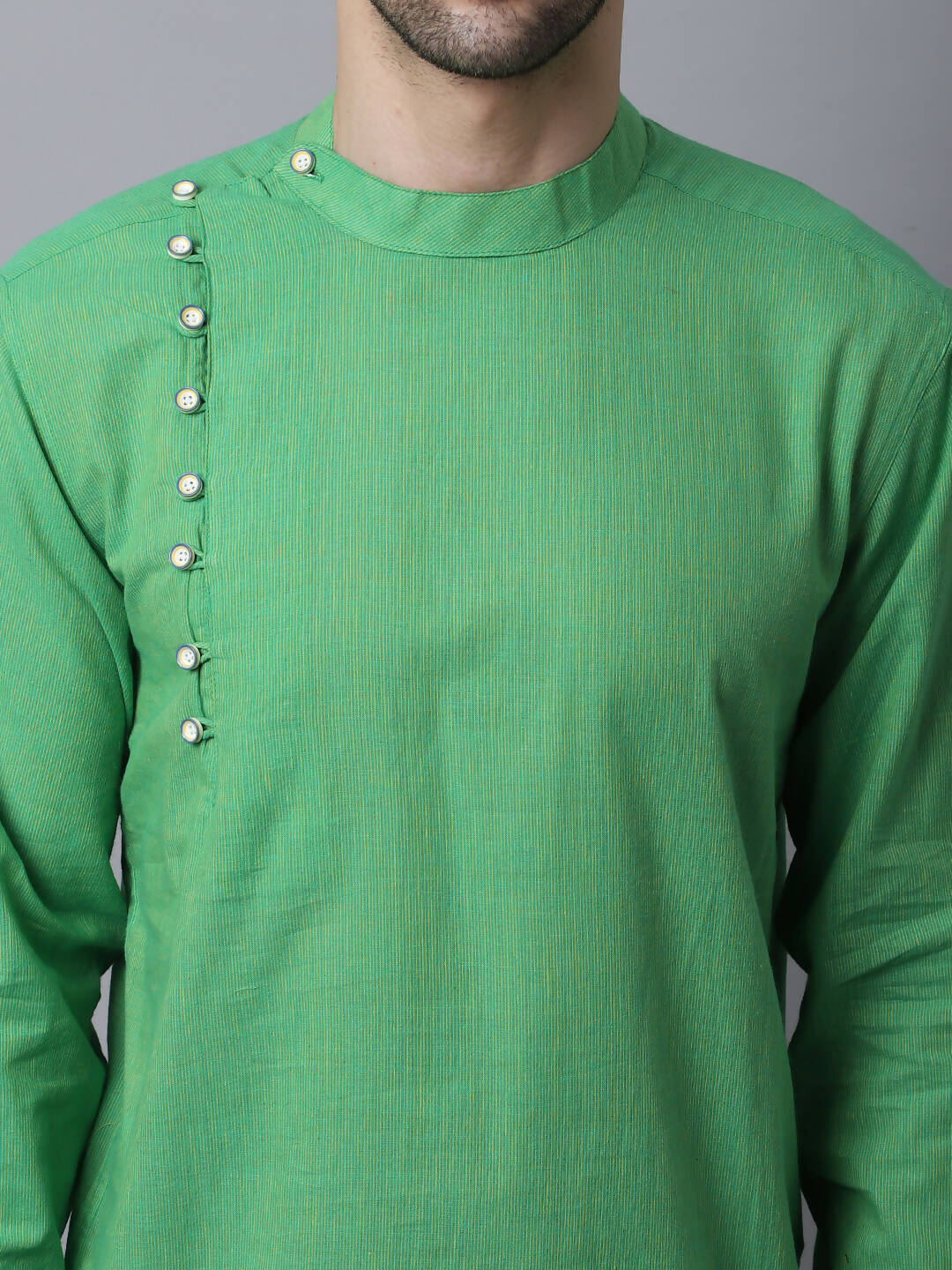 Even Apparels Green Pure Cotton Kurta With Side Placket - Distacart