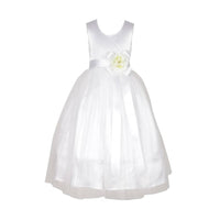 Thumbnail for Asmaani Baby Girl's White Satin A-Line Maxi Full Length Dress (AS-DRESS_22001) - Distacart
