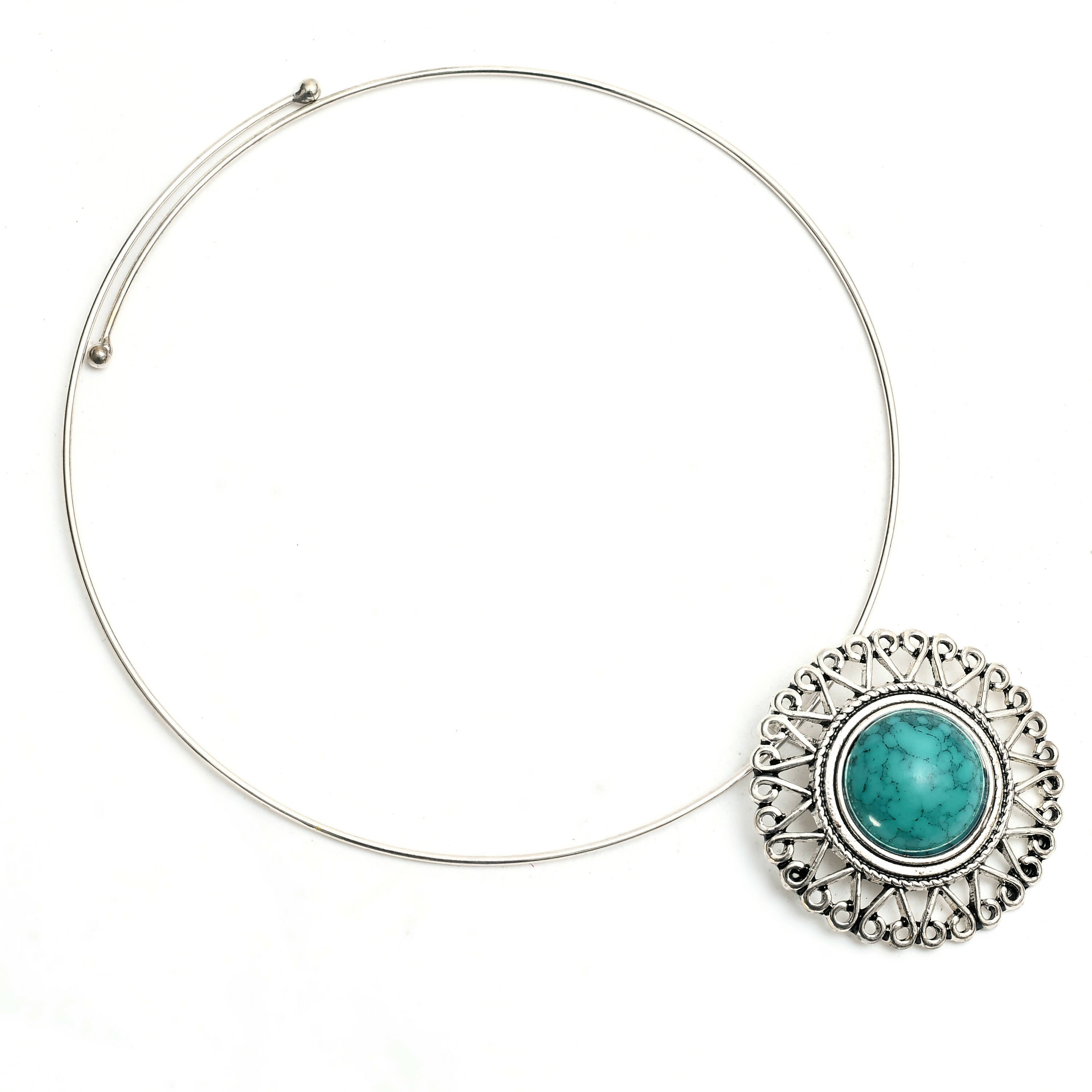 Mominos Fashion Johar Kamal Oxidised Silver-Plated Stone Work Necklace Handicraft - Distacart