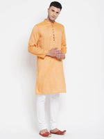Thumbnail for Even Apparels Yellow Rayon Men's Kurta With Band Collar - Distacart