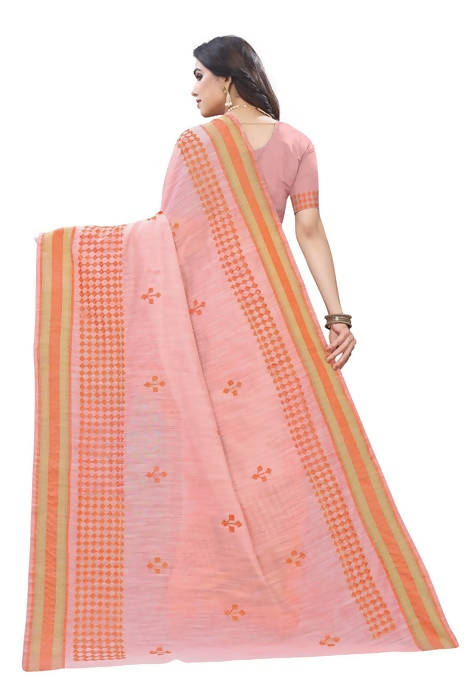 Vamika Embroidery Peach Chanderi Sarees