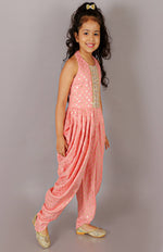 Thumbnail for Lil Drama Fusion Fair Girls Peach Dhoti Jumper - Distacart