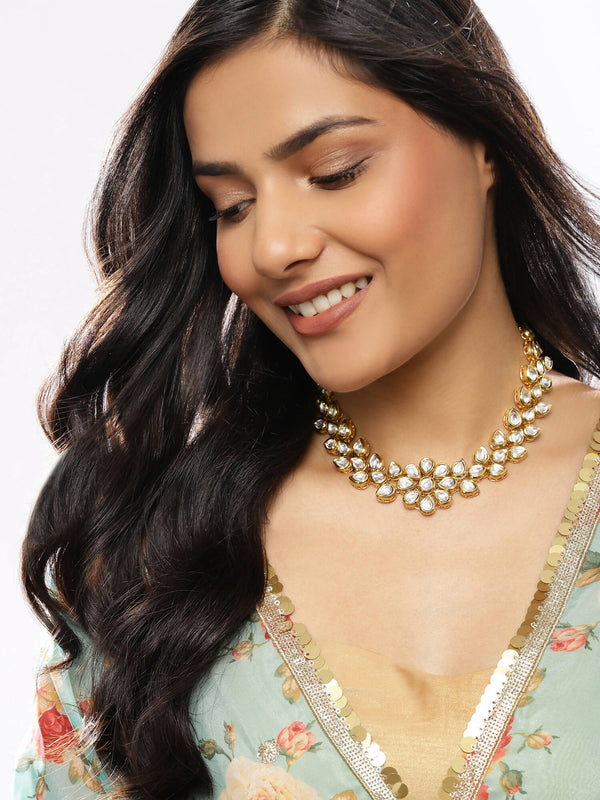 White Brass Gold-Plated Necklace - Ruby Raang - Distacart