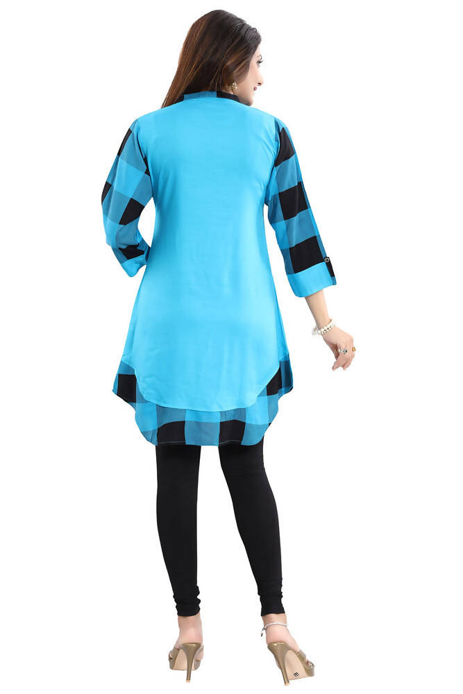 Snehal Creations Rayon Designer Embroidery Blue Tunic