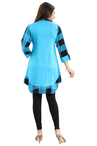Thumbnail for Snehal Creations Rayon Designer Embroidery Blue Tunic