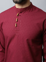 Thumbnail for Even Apparels Maroon Color Pure Cotton Men's Kurta With Side Placket (SLD1182) - Distacart